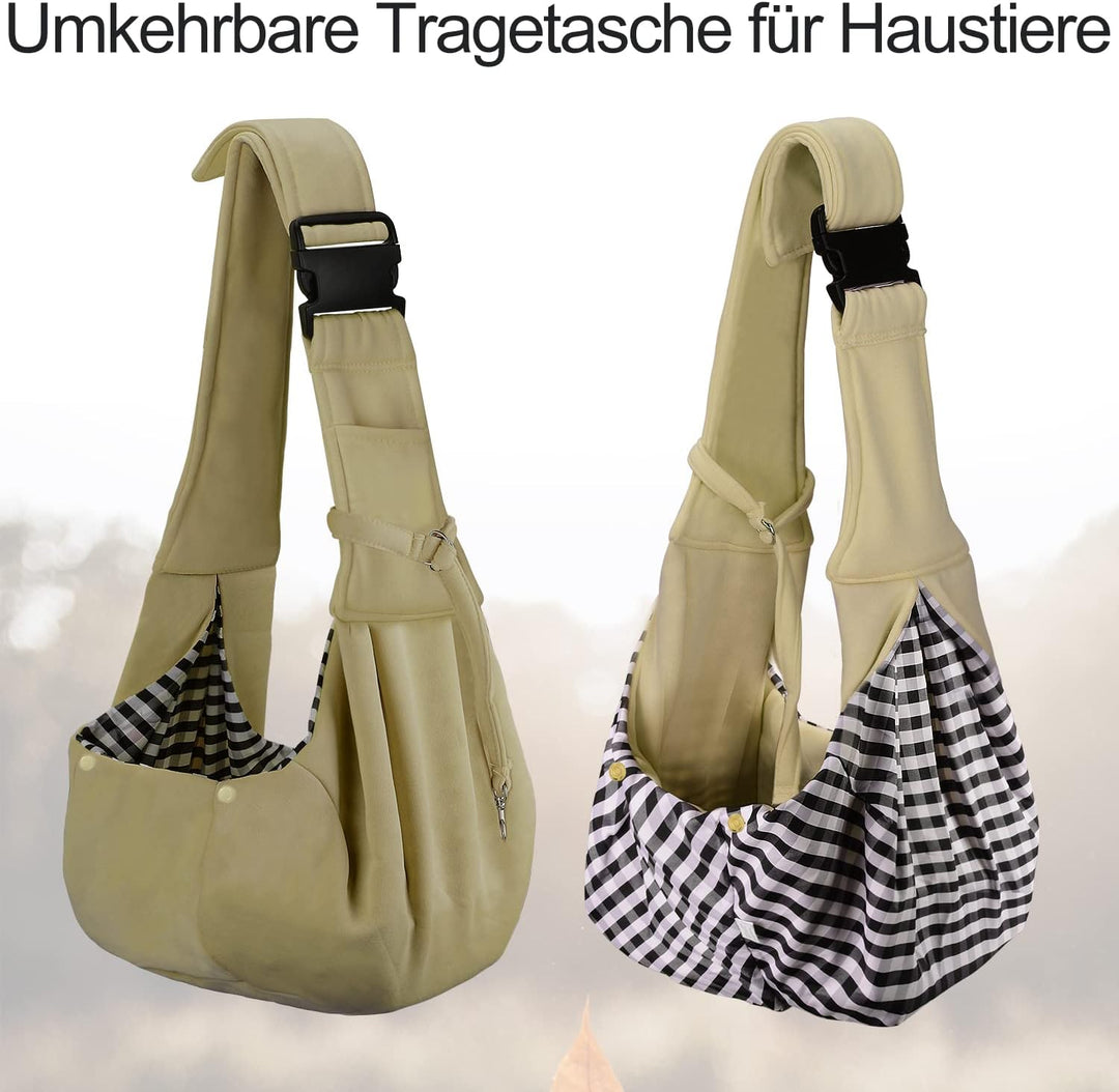 PETLOFT Tragetuch Hund, Reversibel Kleine Hundetrage, Einstellbar Pet Tragetuch, Freisprecheinrichtu