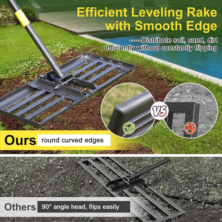 Rasenrechen Gross 152cm Metall, Planierrechenschiene 76cm Boden-Nivelliergerät Rasenschleppe zum Ein