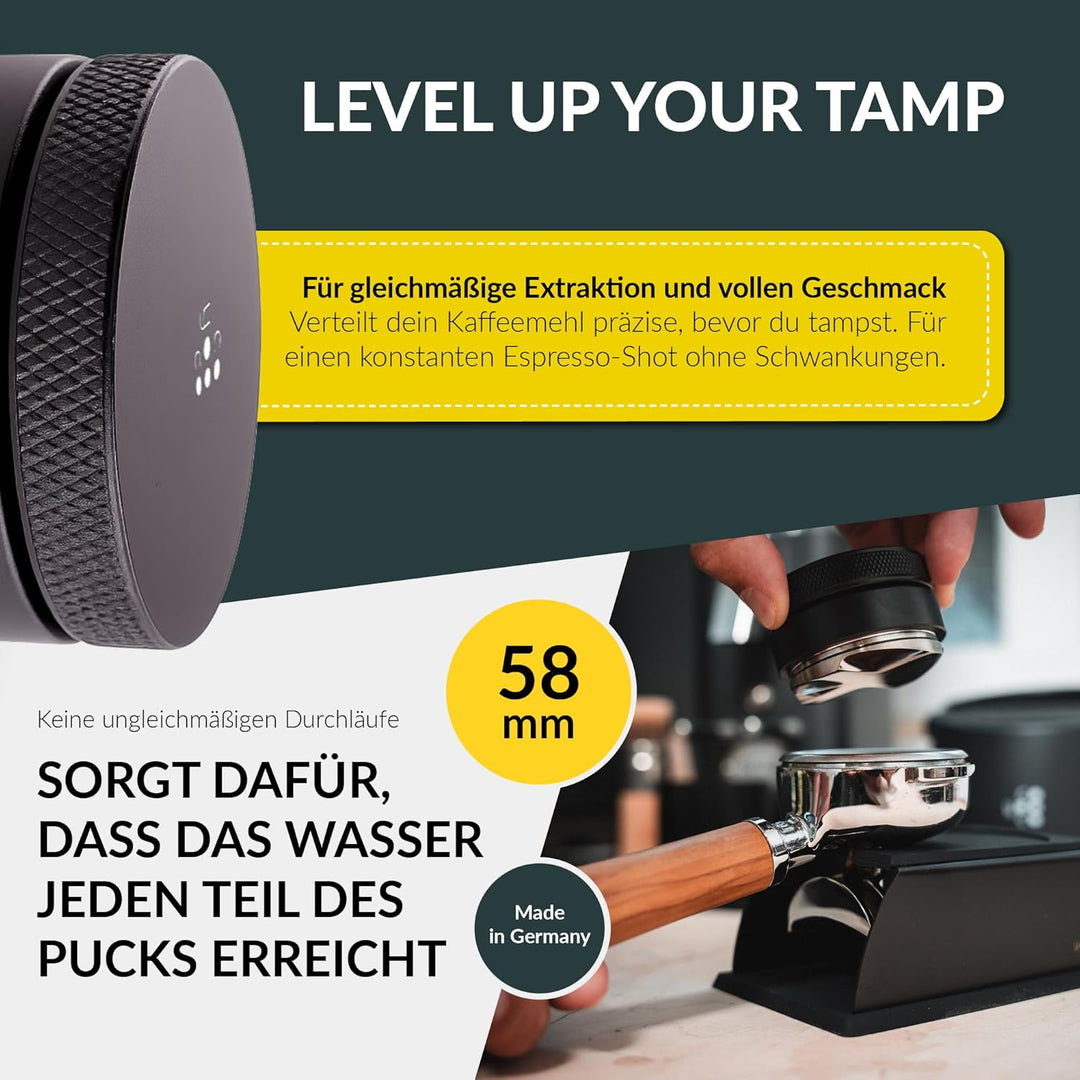Coyooco Leveler 58mm aus Edelstahl - Einstellbarer Coffee Distributor - Kaffeeverteiler für Siebträg