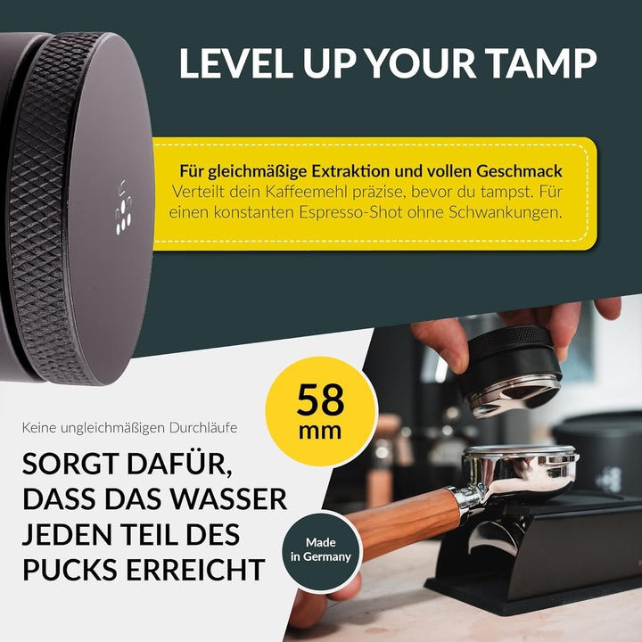 Coyooco Leveler 58mm aus Edelstahl - Einstellbarer Coffee Distributor - Kaffeeverteiler für Siebträg