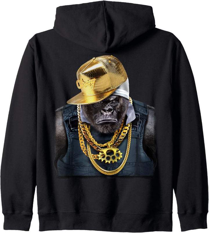 Rapper Gorilla im Hip Hop Style Outfit Kapuzenjacke