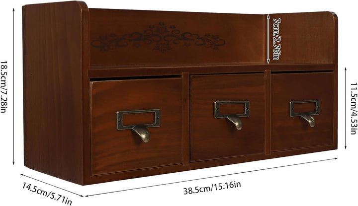 Schreibtisch Organizer, Vintage Schreibtisch Organizer mit 3 Schubladen, Schmuckkasten Schublade Lei
