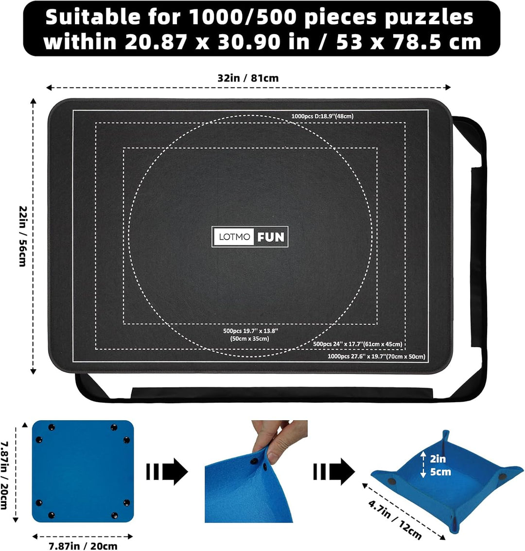 LOTMOFUN Puzzle Board, Tragbare Puzzlematte mit Transparenter Wasserdichter & Staubdichter Abdeckung