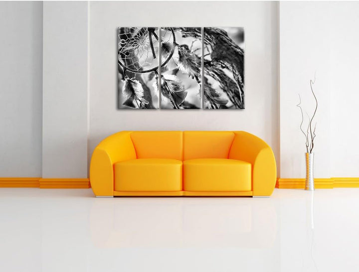 Pixxprint Traumfänger als Leinwandbild | Grösse: 3 Teilig (120x80) | Wandbild| Kunstdruck | fertig b