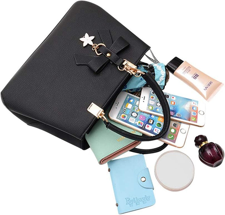 wocharm Damen-Schultertasche aus PU-Leder, Tragegriff oben, modische Tragetasche für Freizeit und Ar