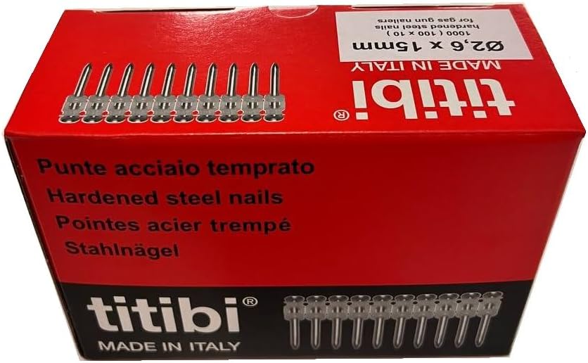 2 x Gas Kartuschen P700 + 1000 titibi Nägel für: Gas Nagler Spit Pulsa 700P/700E (Ø 2,6 x 15mm), Ø 2