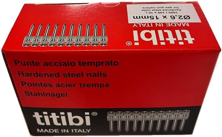 2 x Gas Kartuschen P700 + 1000 titibi Nägel für: Gas Nagler Spit Pulsa 700P/700E (Ø 2,6 x 15mm), Ø 2