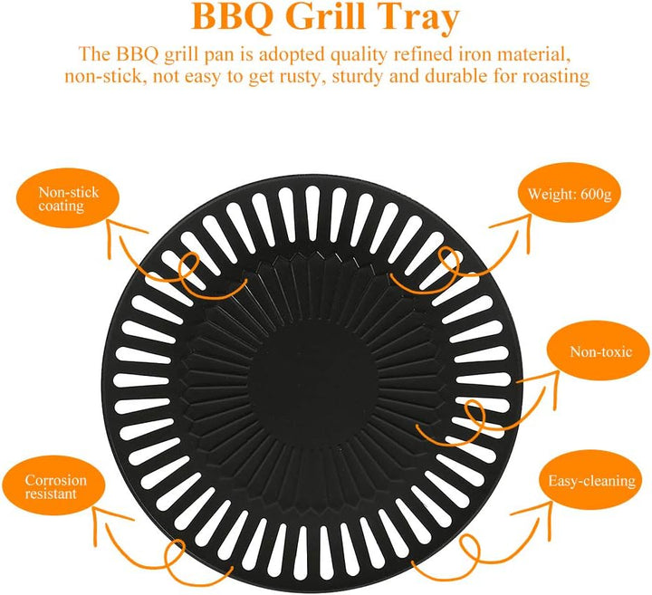 Fdit BBQ Grillpfanne Antihaft Klassische Platte Gusseisen Grillpfanne Spülmaschinenfest Abnehmbare A
