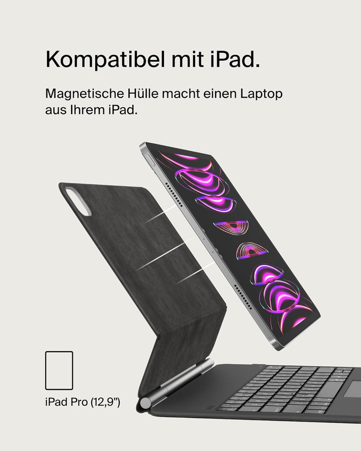 Belkin Pro Bluetooth-Tastatur mit Hülle und magnetischem Ständer, iPad Tastatur, Multi-Gesture-Steue