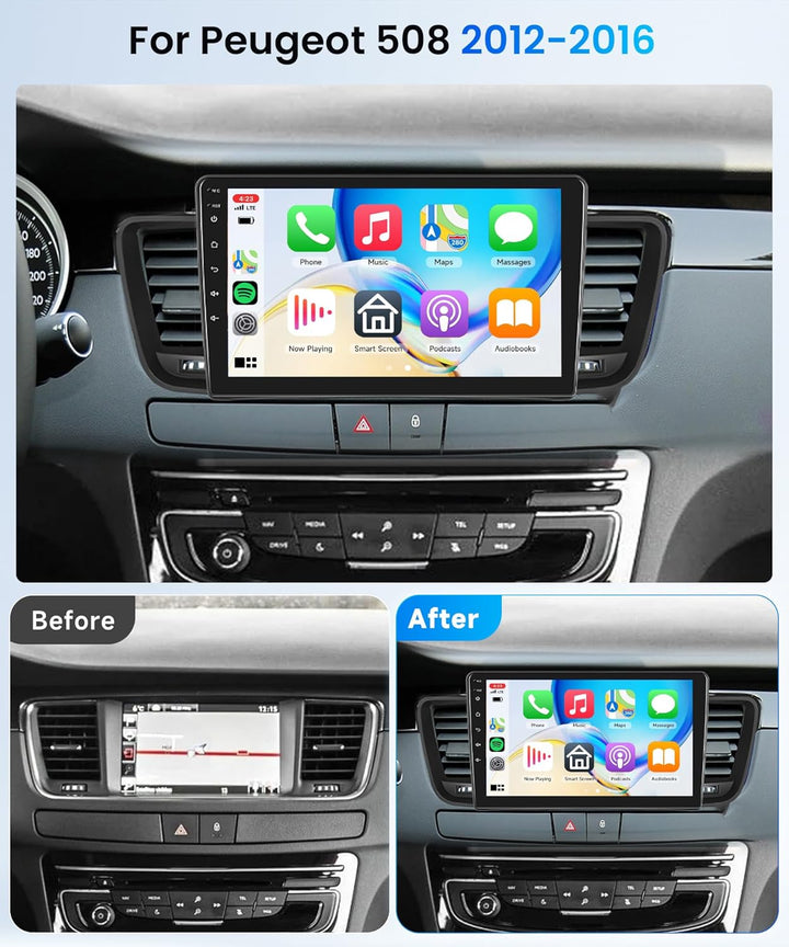 4G+64G Rimoody Autoradio für Peugeot 508 2011-2018 9 Zoll Stereo mit Carplay Android Auto Wireless A