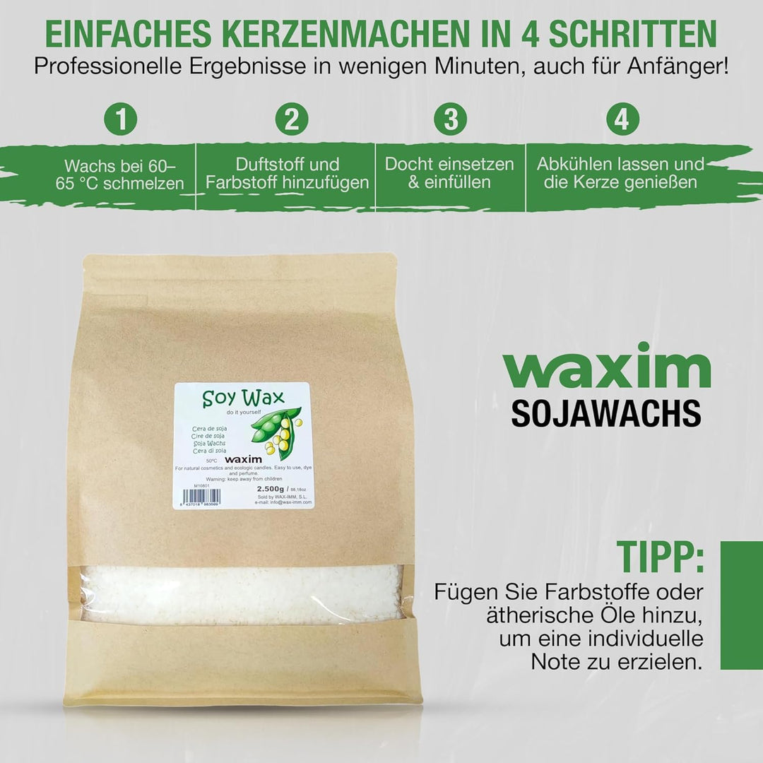 Sojawachs 2.500 g in perlen. Für ökologisch Kerzen und Naturkosmetik. Kerzenwachs, veganes wachs, wa