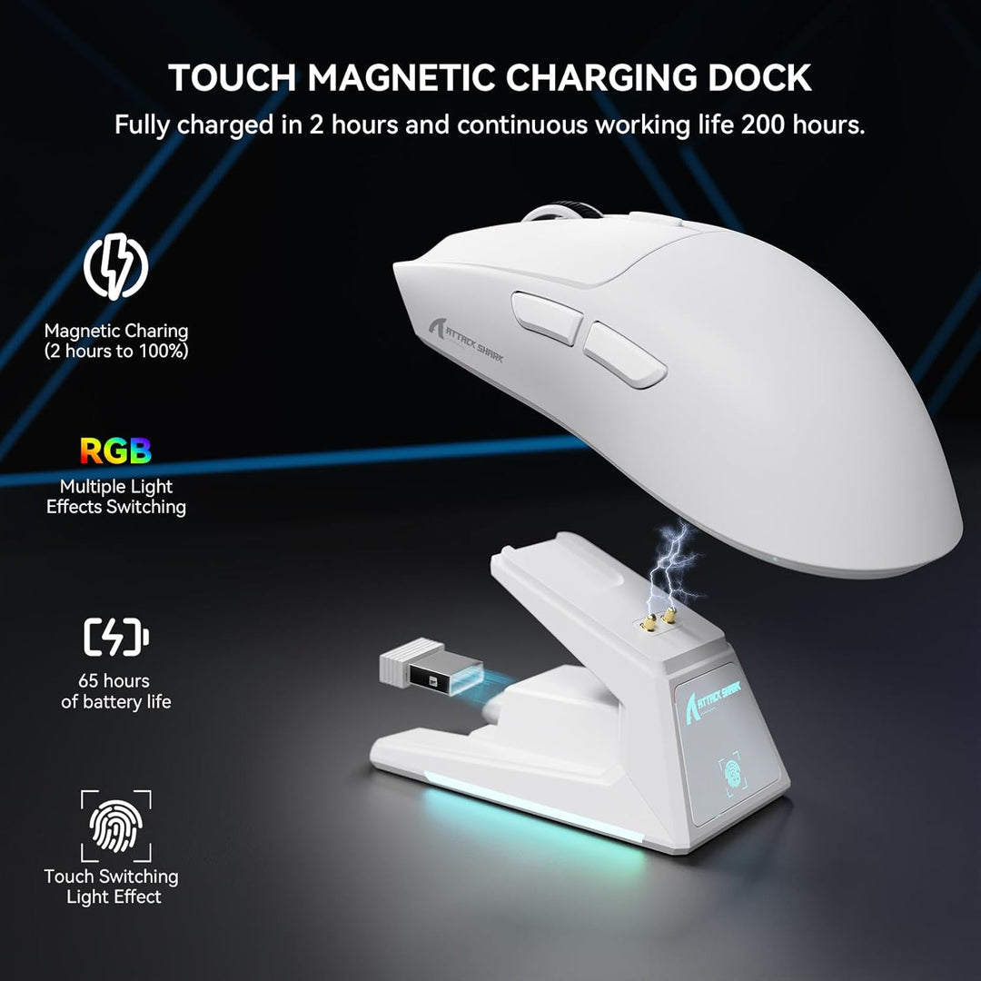 MAMBASNAKE x Attack Shark X1 Gaming-Maus mit Ladestation, 49g Ultralight, 40K DPI PAW3395 PRO-Sensor