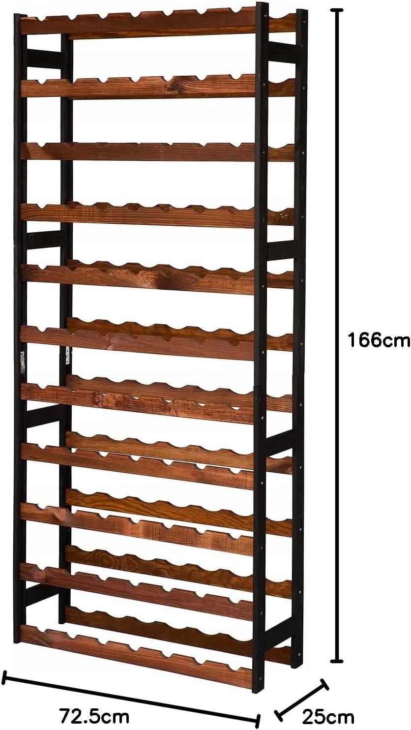 Weinregal Holz 77 Flaschen Schwarz/Braun 72,5x166x25 cm Wine Rack Regal Flaschenregal Weinflaschenre