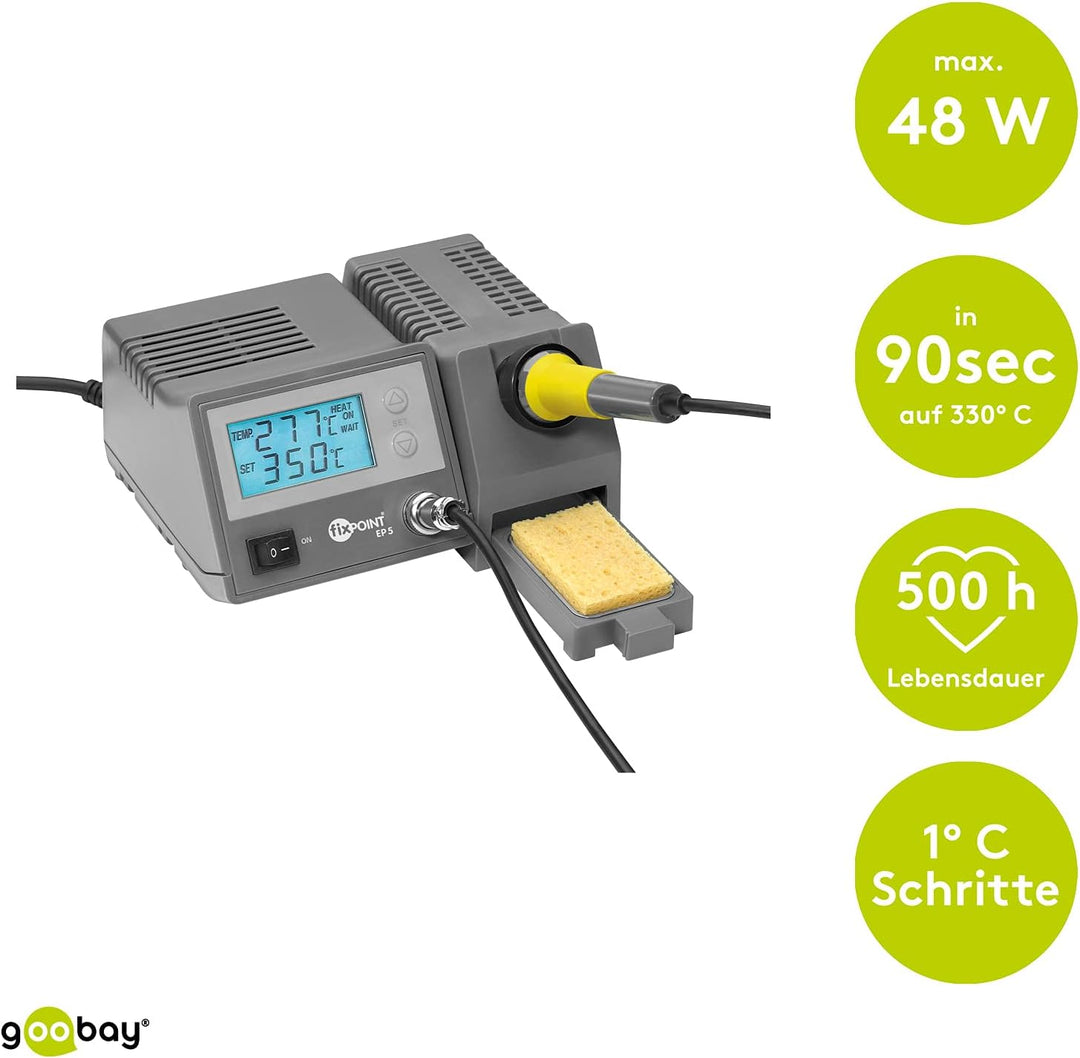 Fixpoint EP5 Digitale Lötstation 48 W & Goobay 45246 Entlötlitze 2mm reines Kupfer Entlötdraht zur L