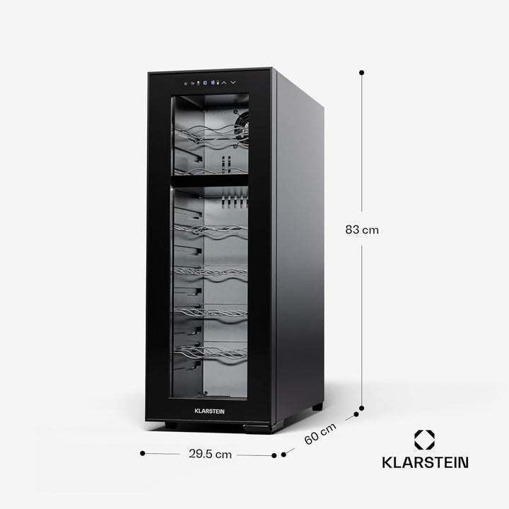 Klarstein Freistehender Weinkühlschrank 2 Zonen, Getränkekühlschrank Klein, Kleiner Weinschrank, Wei
