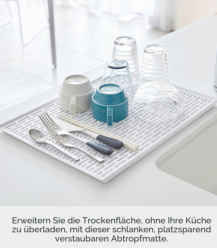 Yamazaki 3328 TOWER Breites Glas- und Becher-Abtropfgestell, weiss, ABS-Harz, minimalistisch, 42.5 x