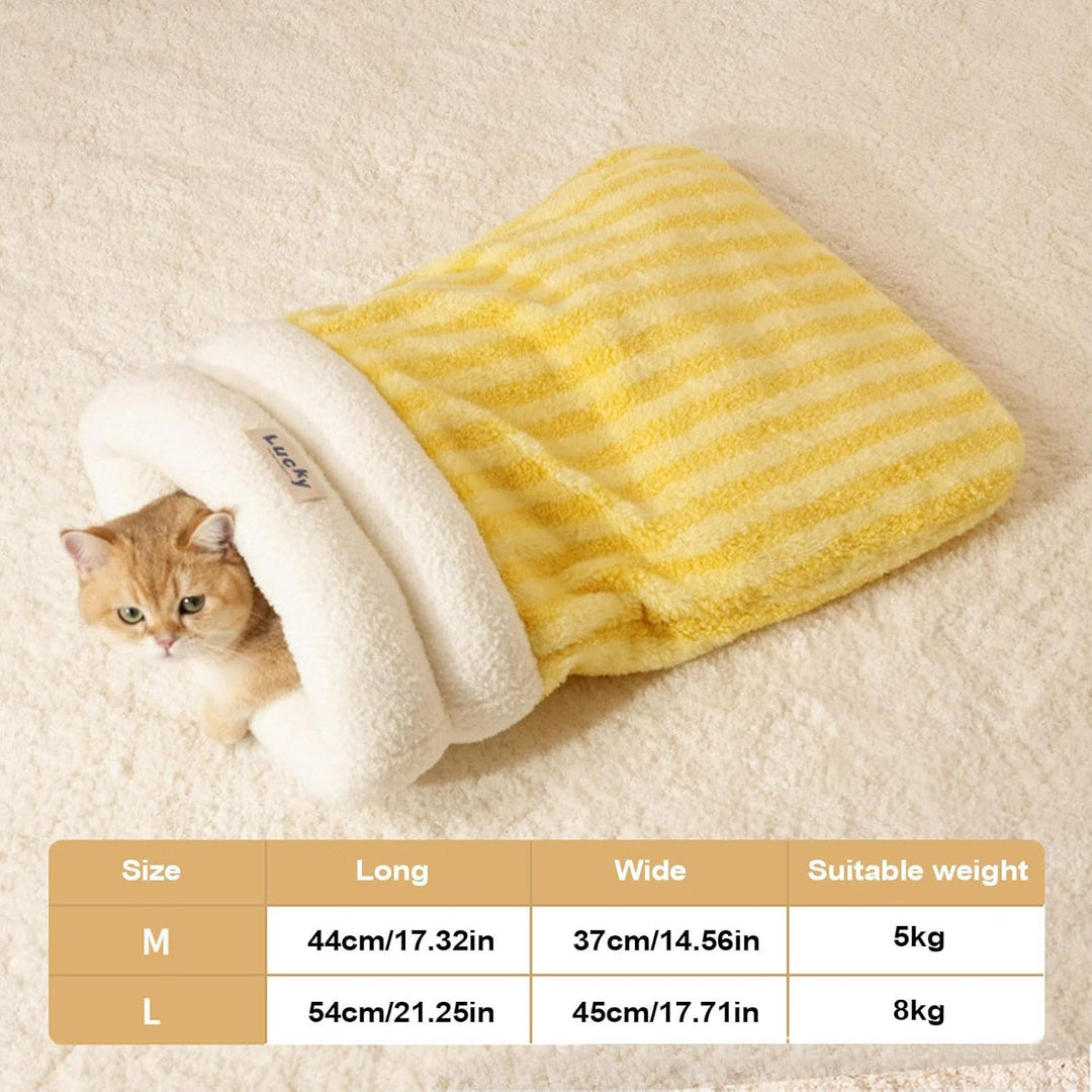 Katzenschlafsbag für Innenkatzen, weich bequemer Katze Winter Schlafsack C-at Cave Bett, 360 ° warme