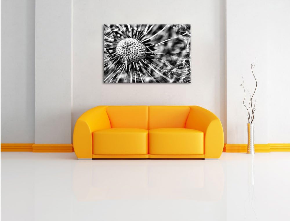 Monocrome, Pusteblume, Format: 100x70 auf Leinwand, XXL riesige Bilder fertig gerahmt mit Keilrahmen