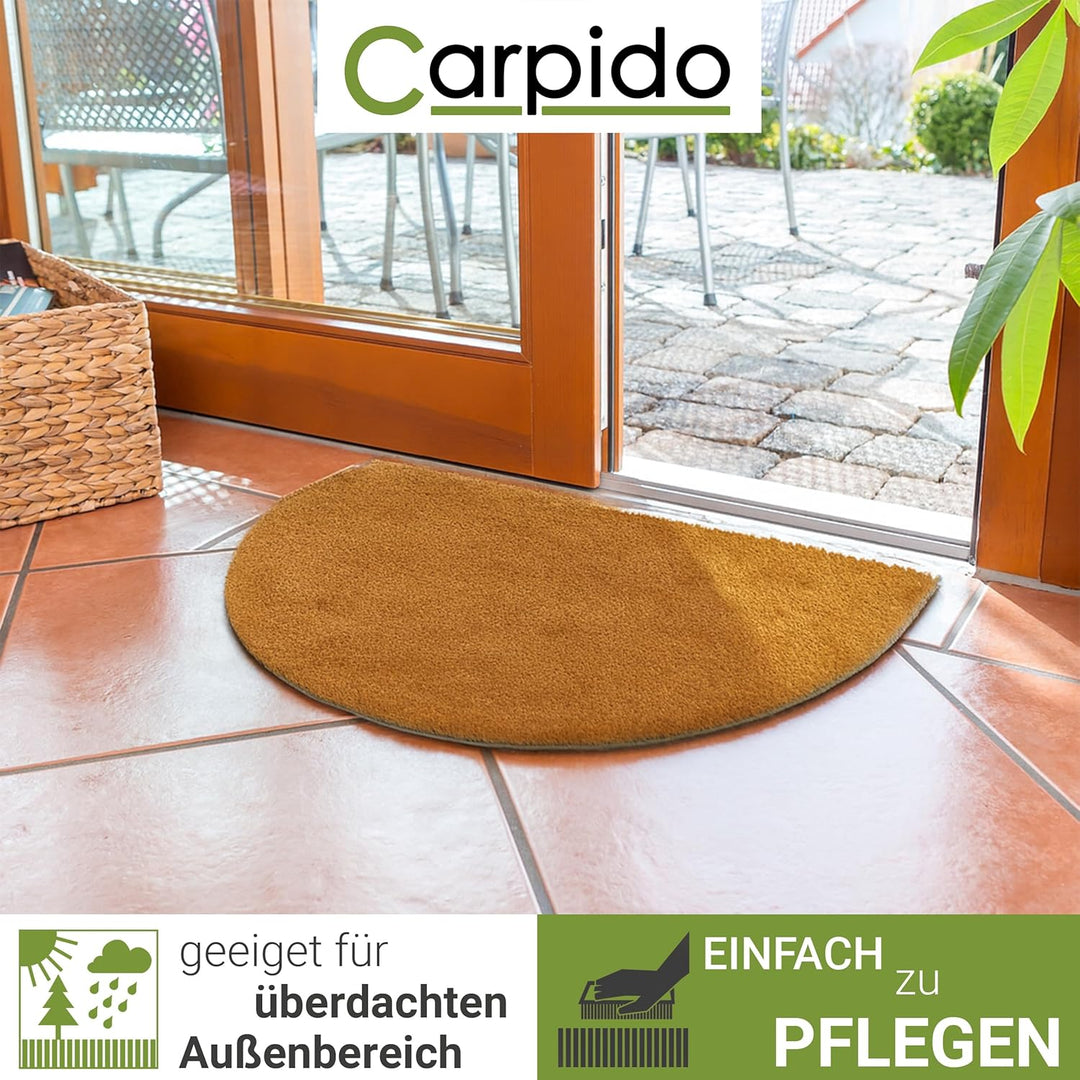 Carpido rutschfeste Kokosmatte - 40 x 60 cm Halbrund 24mm Natur - Für Innen und für den überdachten