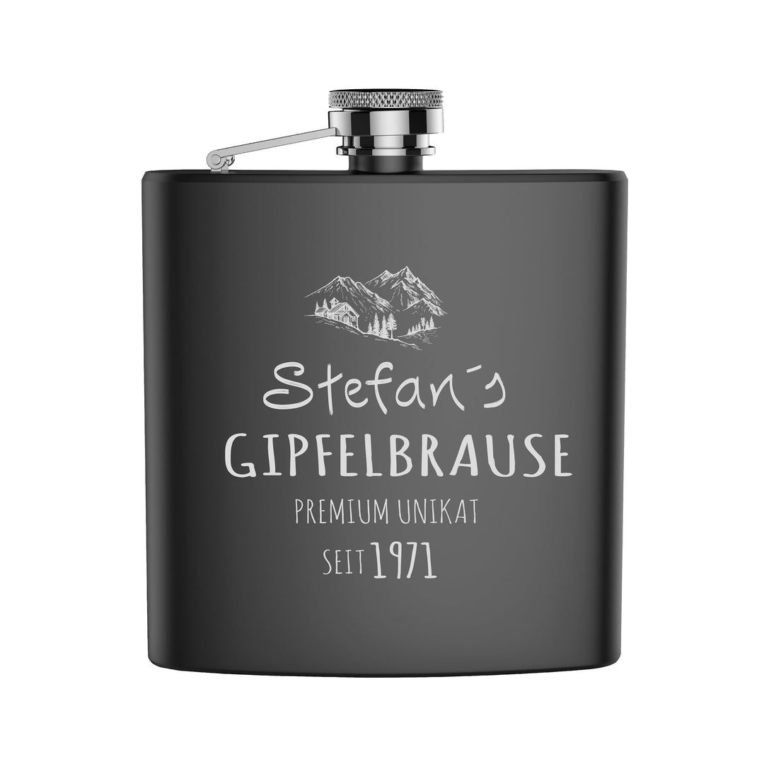 FORYOU24 Edelstahl Flachmann mit Gravur Guipfelbrause Geschenk für Papa Opa Onkel Freund zu Weihnach
