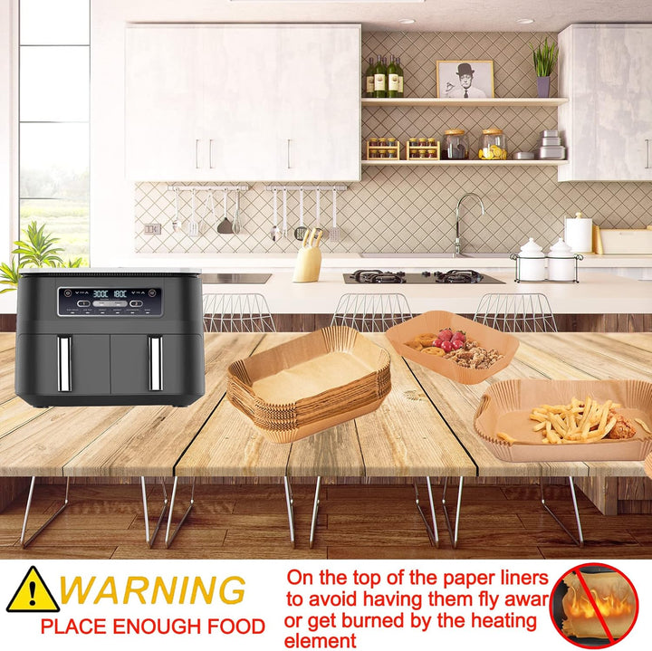 Joyes Backpapier für Ninja Heissluftfritteuse, 200 Stück 21cm Airfryer Backpapier für Dual Zone, Air