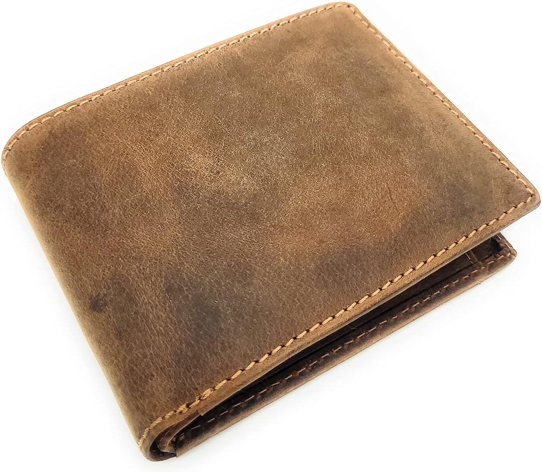 Jockey Club echt Leder Geldbörse Portemonnaie Geldbeutel mit RFID NFC Schutz Vintage braun