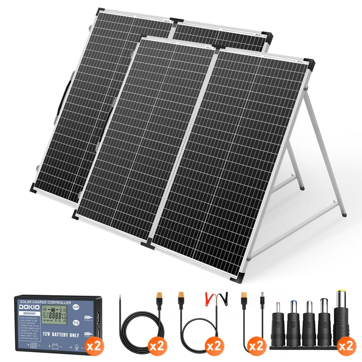 DOKIO 2 Sätze Solarkoffer 160W Monokristalline Solarpanel Faltbar 320W Kit, 2
