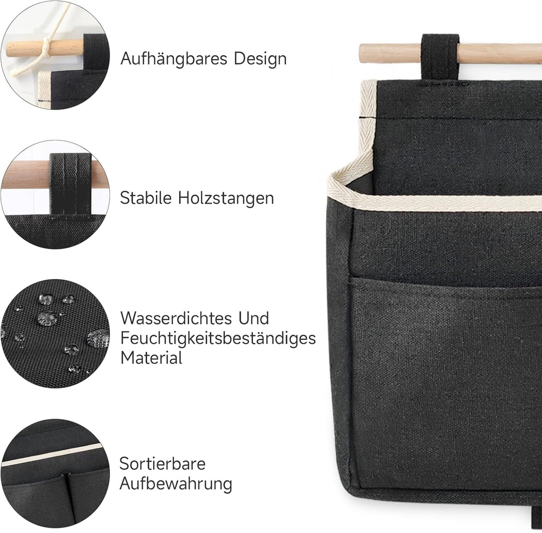 3 Stück Hängeorganizer Hängetasche, Aufbewahrungstasche Hängend, Wand Hängeaufbewahrung, Leinen Stof