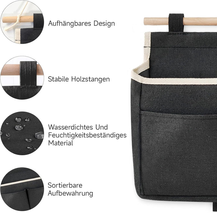 3 Stück Hängeorganizer Hängetasche, Aufbewahrungstasche Hängend, Wand Hängeaufbewahrung, Leinen Stof