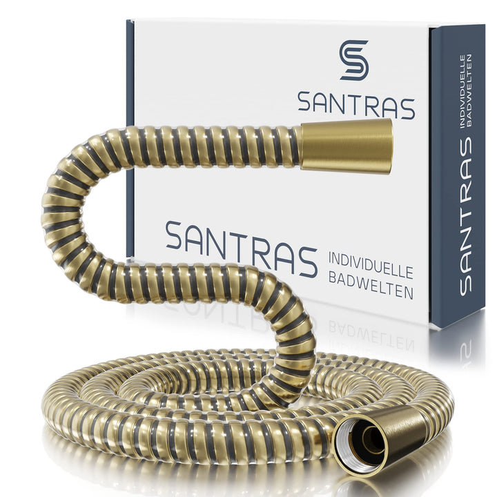 SANTRAS® Duschschlauch PREMIUM Bronze 1,50 m mit Durchflussbegrenzer – Besonders flexibler Brausesch