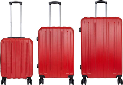 Trendyshop365 Koffer-Set 3-teilig Hartschale Dallas 4 Räder Zahlenschloss Rot Kofferset 3-teilig Rot