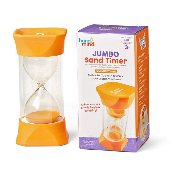 Learning Resources Jumbo-Sanduhr, 5-Minuten-Sanduhr mit gummierten weichen Endkappen, für ruhige Pau