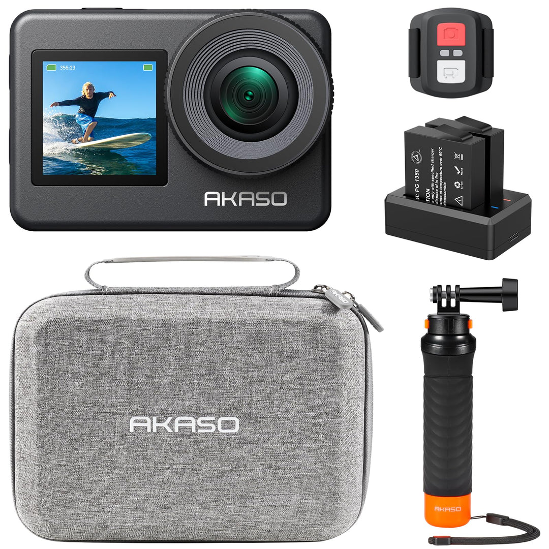 AKASO Brave 7 Action Cam 4K30FPS mit Schwimmender Handgriff 20MP WiFi Unterwasserkamera IPX8 Wasserd