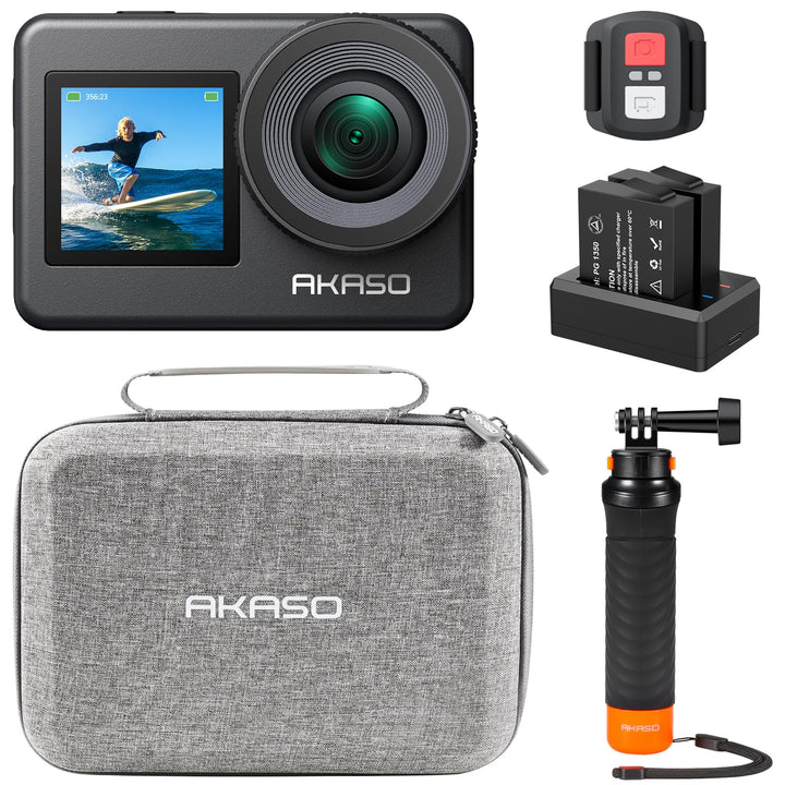 AKASO Brave 7 Action Cam 4K30FPS mit Schwimmender Handgriff 20MP WiFi Unterwasserkamera IPX8 Wasserd