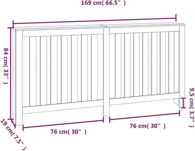 HOMIUSE 169x19x84 cm Heizkörperverkleidung Heizung Heizkörper Abdeckung Landhausstil Heizungsverklei