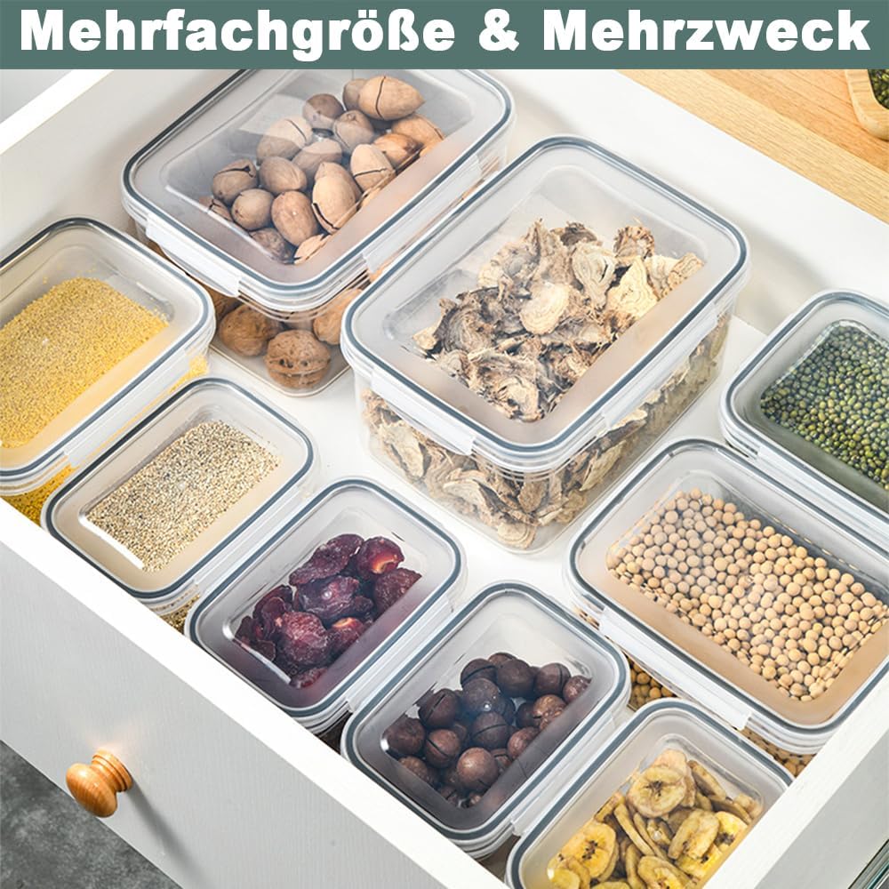 Kongming Kühlschrank Organizer Frischhalteboxen Set mit Deckel und Trennbar Sieb, 4 Stüke Frischhalt