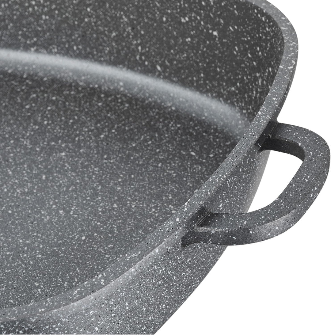 FLORINA Aluminium Schmortopf 3,5 l l Bräter LAVA Quadratisch mit Glasdeckel und Griffe l Backofengee