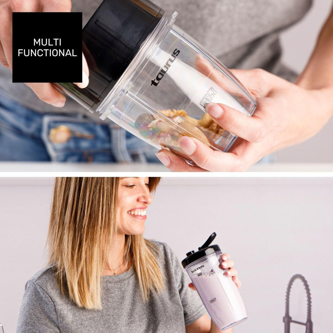 Taurus – Standmixer Shake & Go 800W,2 tragbare Becher à 500ml,150ml Zerkleinerer,Austauschbare Kling