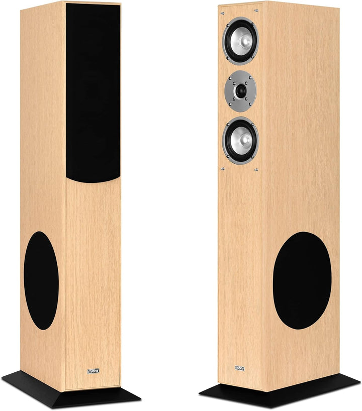mohr 1 Paar Standlautsprecher SL15 Eiche Lautsprecherboxen, HiFi Klang zum günstigen Preis, Elegante