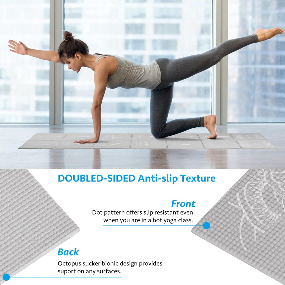 Faltbare Yogamatte für Frauen, rutschfeste Übungsmatte für Home Gym, Reise Yoga Set mit Stretch Stra