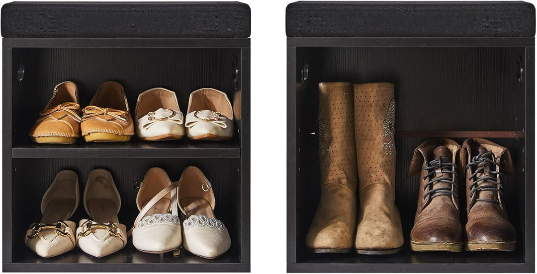 YMYNY Schuh Aufbewahrungsbank mit Sitzkissen, 2-Tier Schuh Rack mit gepolstertem Sitz, justierbarer