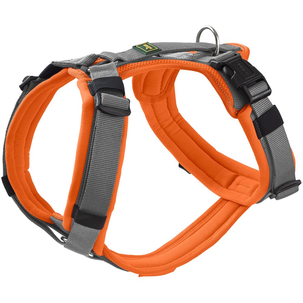 Hunter Hundegeschirr Maldon UP, Farbe: orange/grau, weich gepolstert & komfortabel, stark reflektier