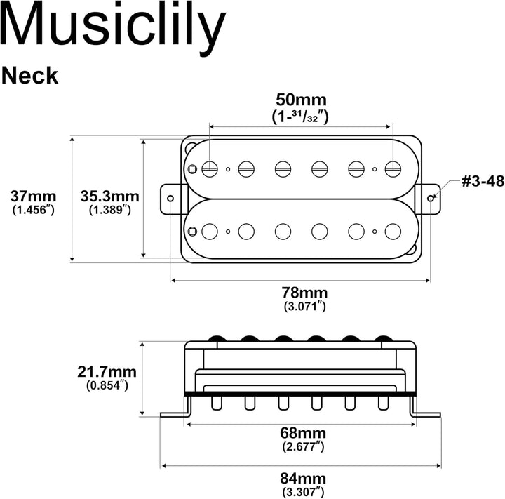 Artec HBA115 Alnico 5 Uncovered Humbucker Tonabnehmer Hals Pickup 8,4K für E-Gitarre, Schwarz, Hals