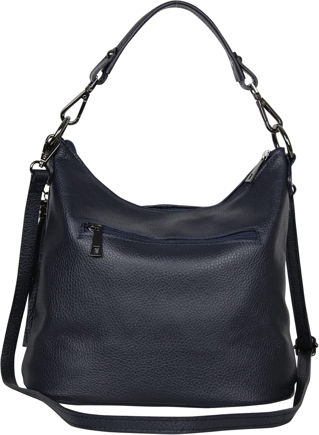AmbraModa GLX09 - Damen Handtasche Schultertasche Beutel aus Echtleder Dunkelblau, Dunkelblau