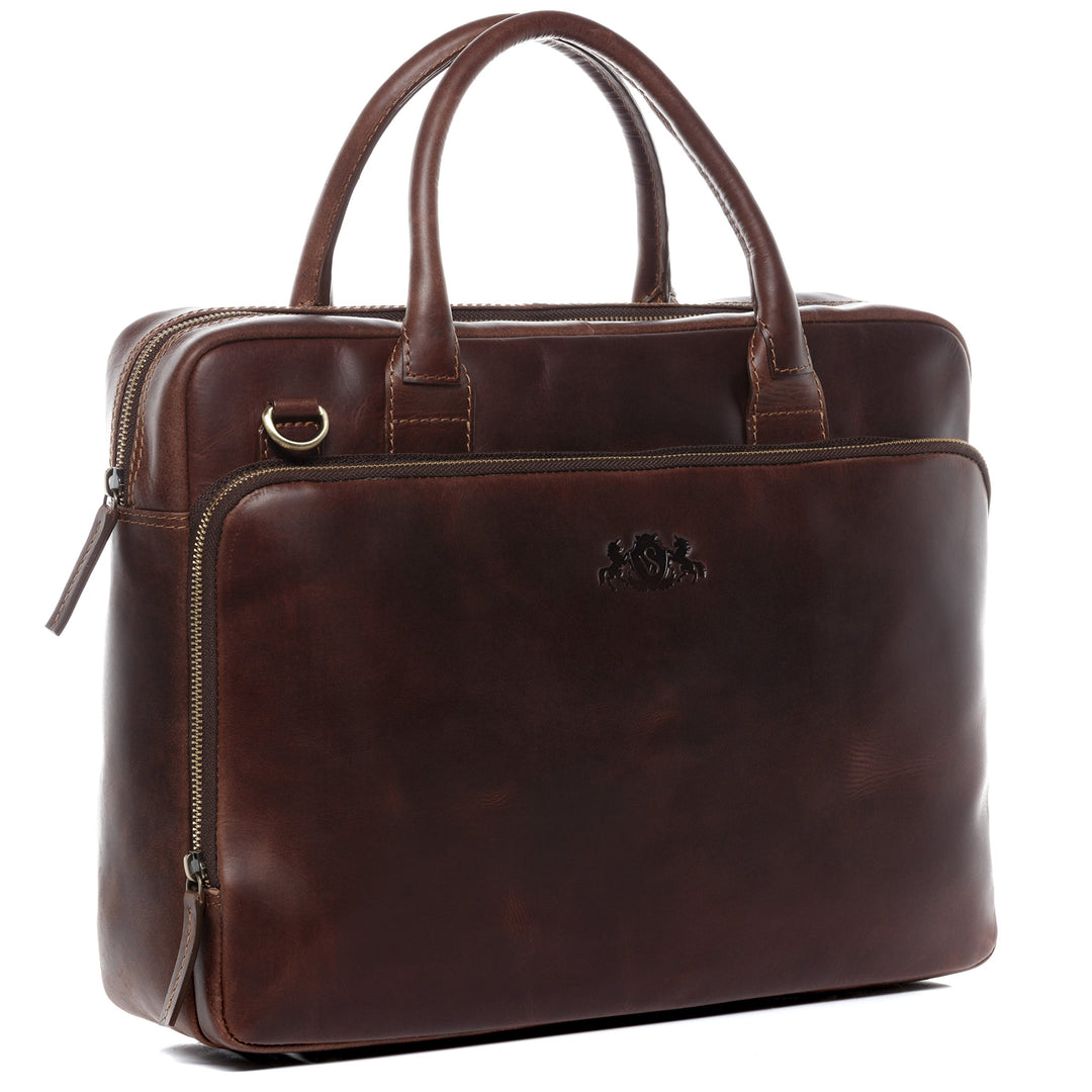 SID &amp; VAIN grosse Laptoptasche echt Leder - 15.4 Zoll Laptop Business-Tasche RYAN XL - Umhängetasche