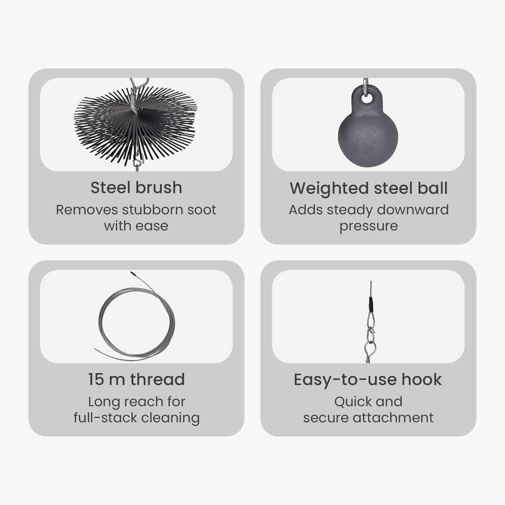 vidaXL Schornsteinbesen 25cm Rund Kaminbesen Russbesen Schornsteinfegerbesen 25