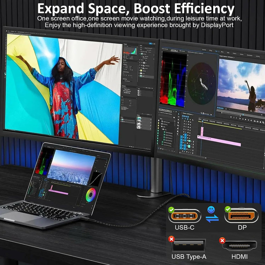 USB C-auf-Displayport-1.4-Kabel, bidirektionales Thunderbolt 3/4/5 auf DP, USB C-auf-DP-Kabel, unter