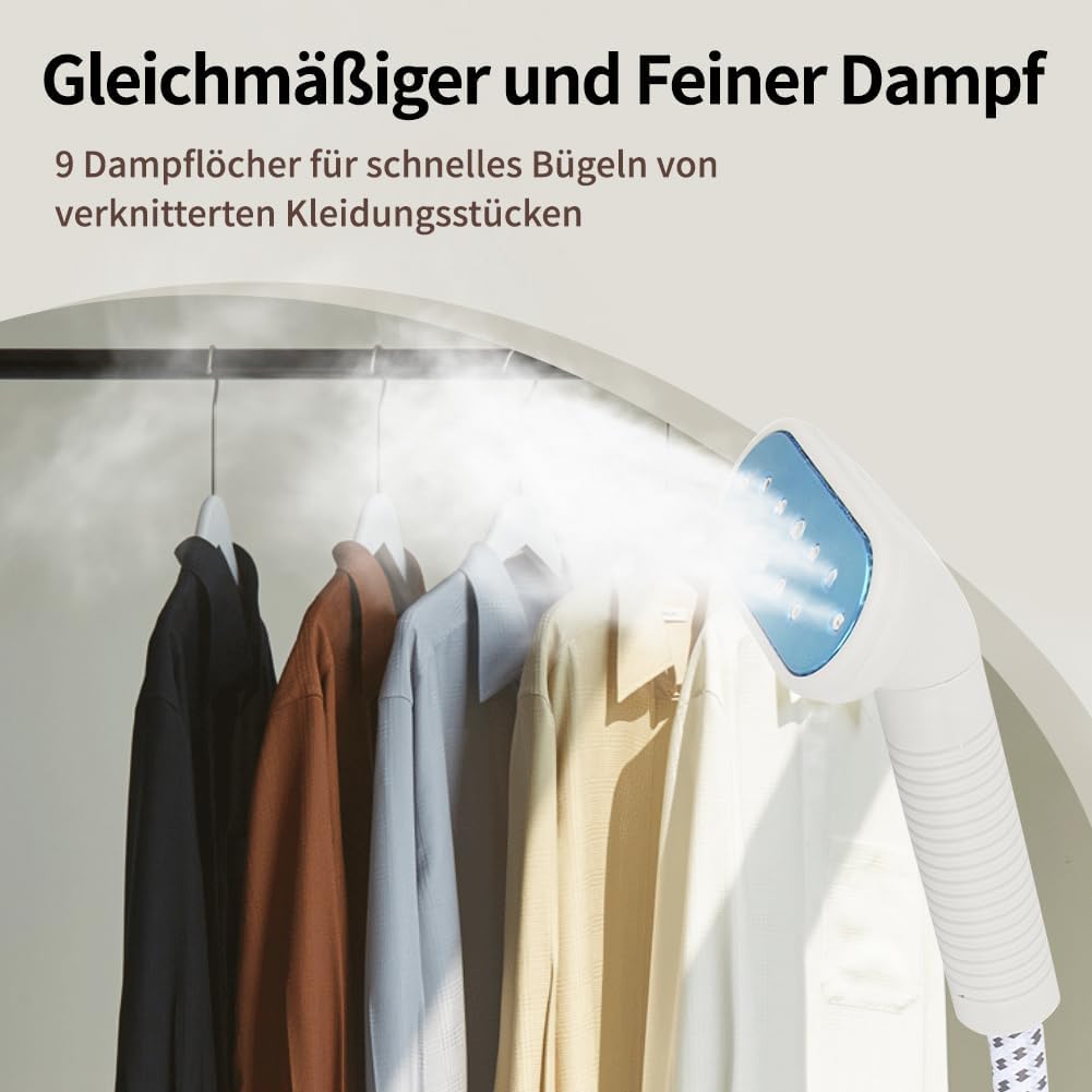 Vertikaler Dampfglätter 2000W, Professional Stand Dampfbügler Garment mit 1.8L Wasserspeichertank Da