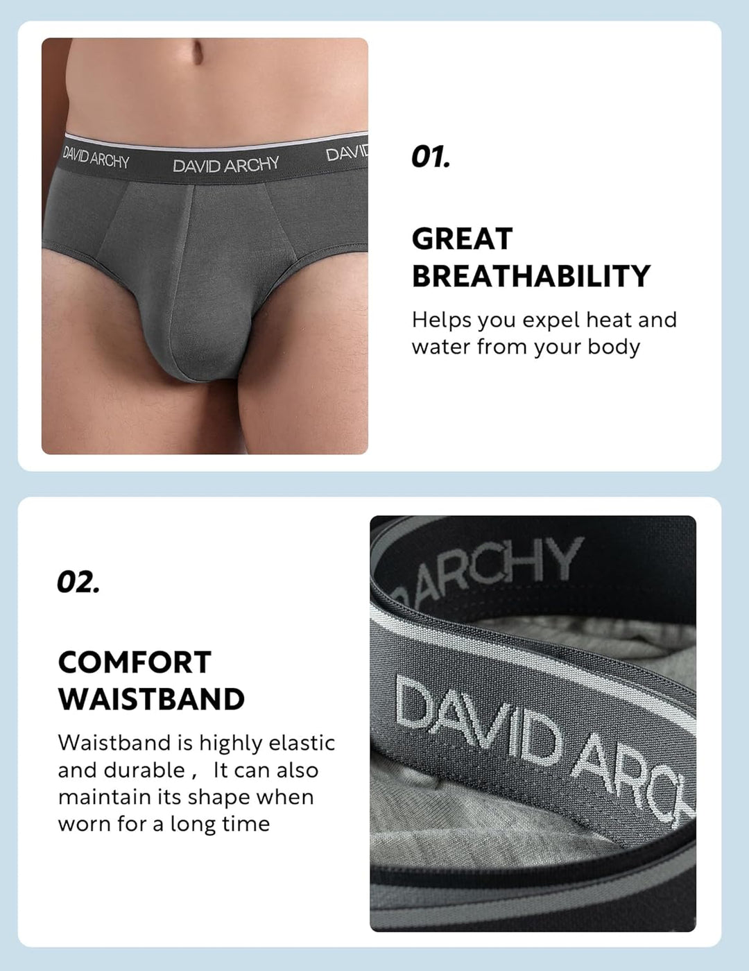 DAVID ARCHY 4/7er Pack Herren Slip Männer Slips Stretcken Unterwäsche Weich Ohne Etikett S A:grau*4(