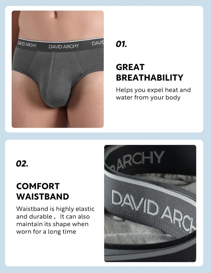 DAVID ARCHY 4/7er Pack Herren Slip Männer Slips Stretcken Unterwäsche Weich Ohne Etikett S A:grau*4(